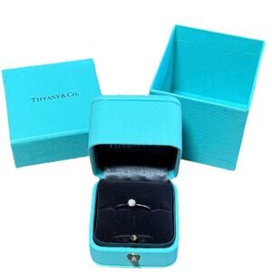 Tiffany & Co True Diamond Platinum Ring PT950 Size 6 0.19 Carat